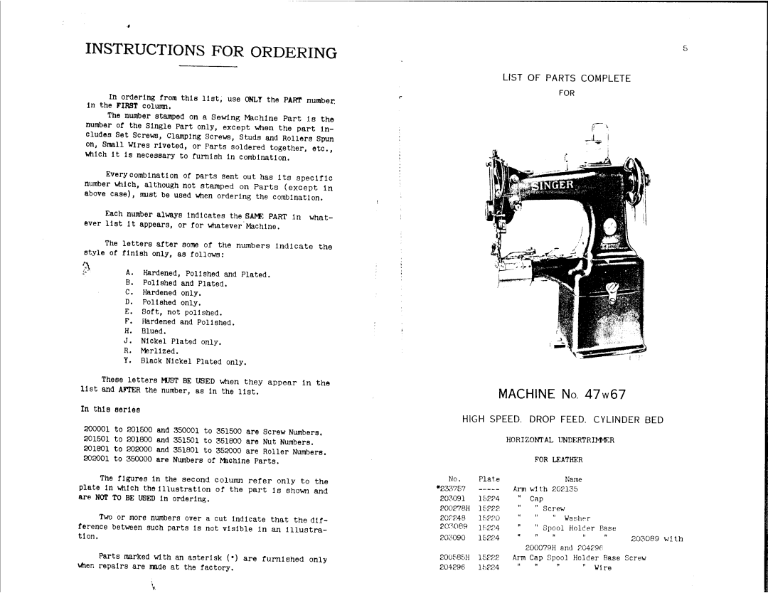 Singer 47W67 manual 