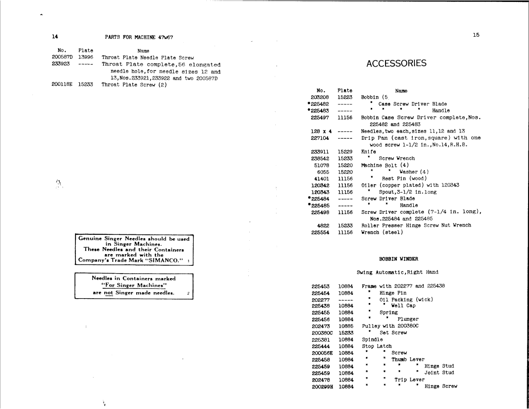 Singer 47W67 manual 