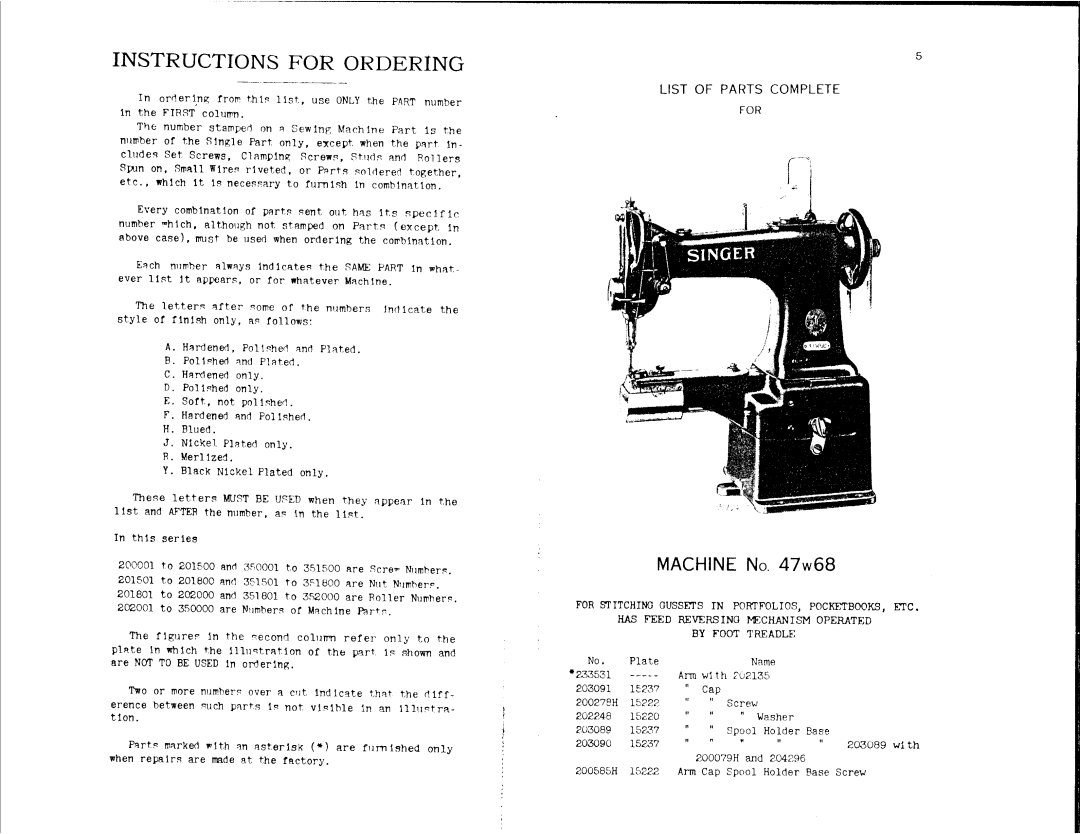 Singer 47W68 manual 