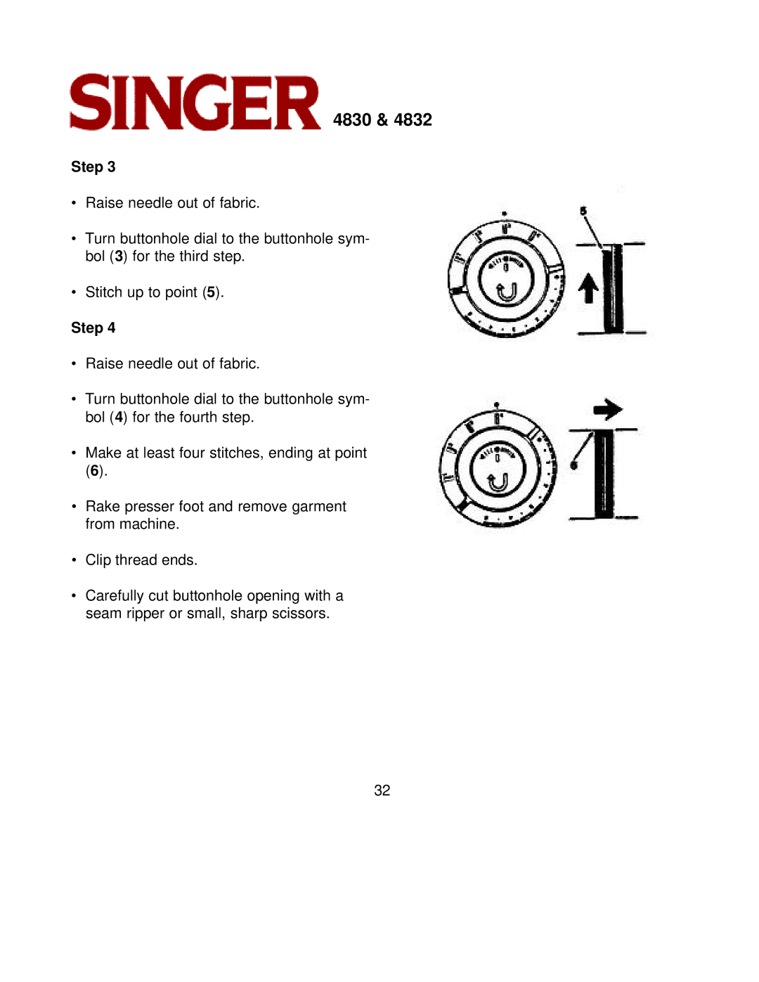 Singer 4830, 4832 instruction manual 