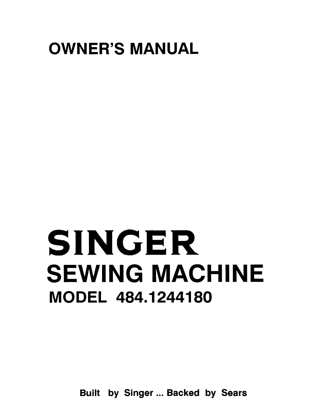 Singer 484.124418 manual 