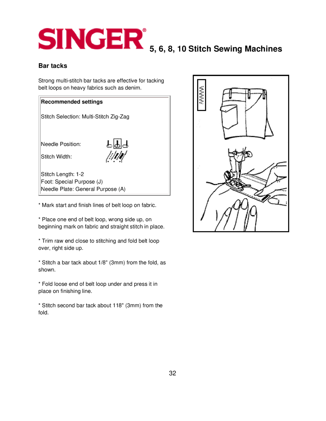 Singer 5, 6, 8, 10 instruction manual Bar tacks 