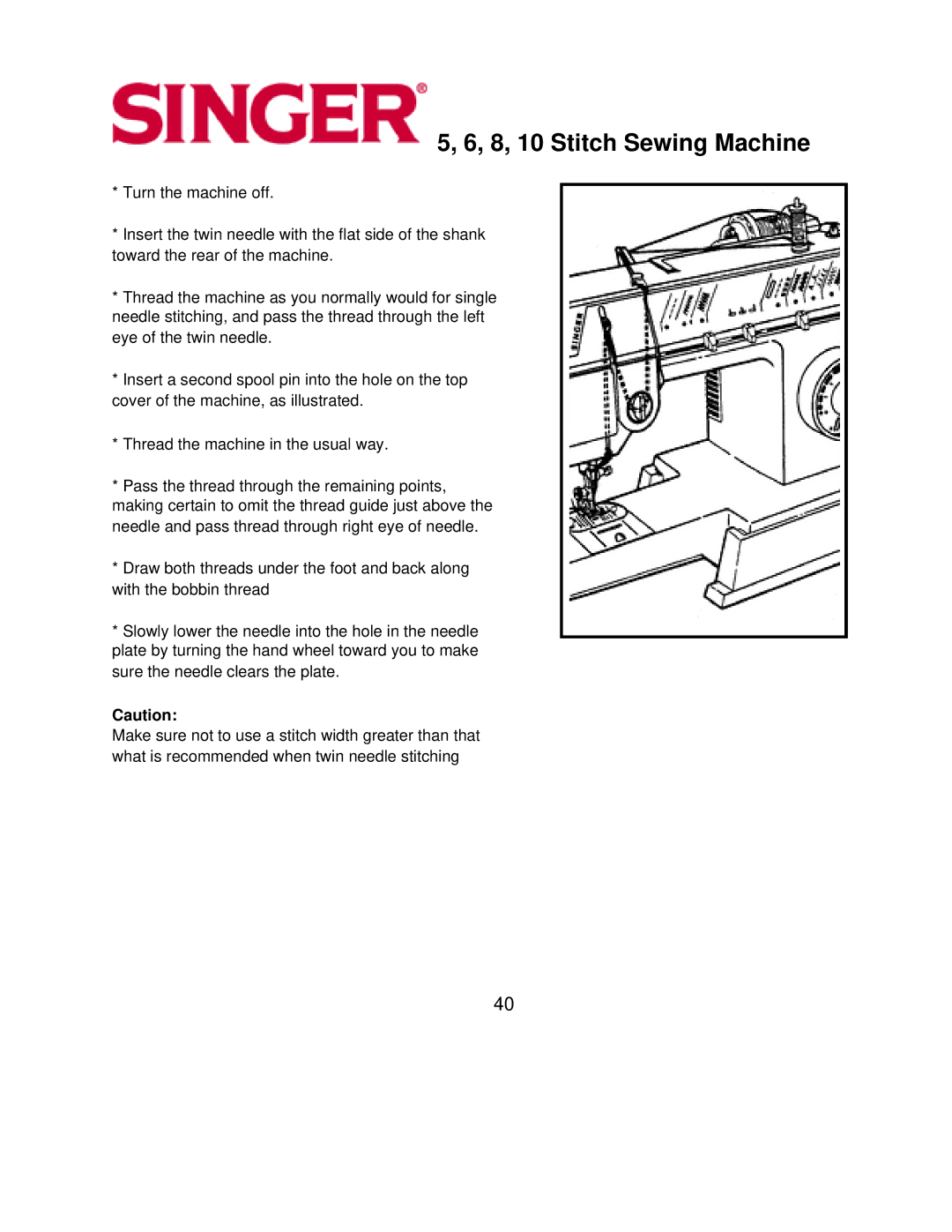 Singer 5, 6 instruction manual 8, 10 Stitch Sewing Machine 