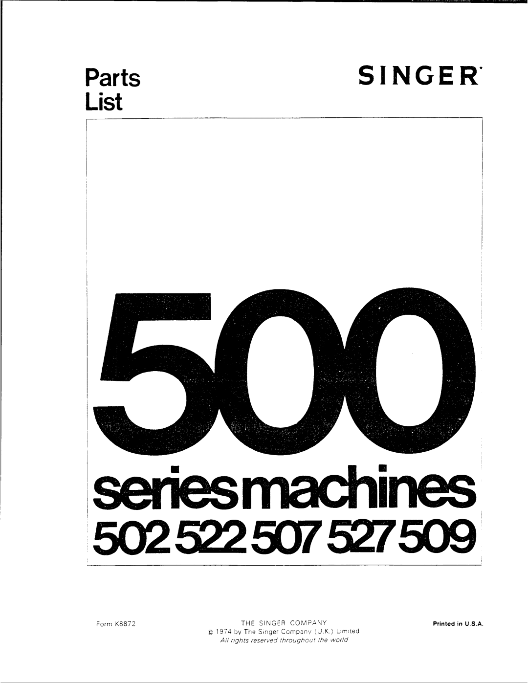 Singer 500 SERIES manual 