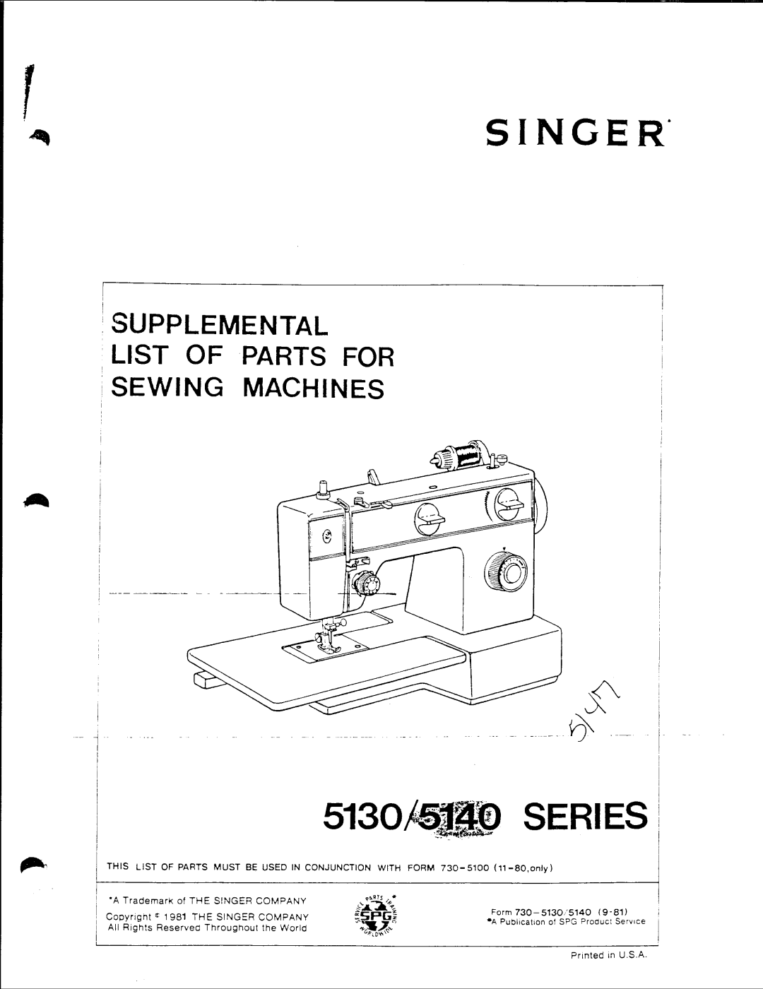 Singer 5140 Series, 5130 manual 