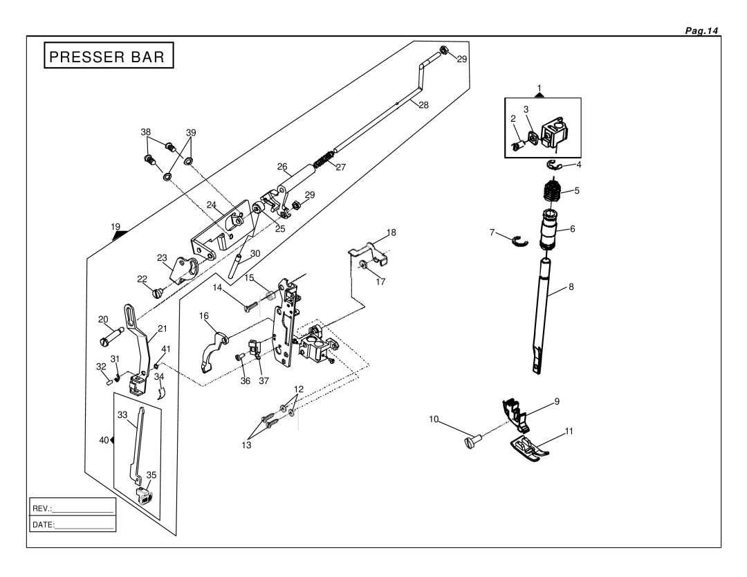 Singer 5160 manual Presser BAR 