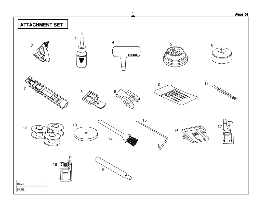 Singer 5160 manual Attachment SET 