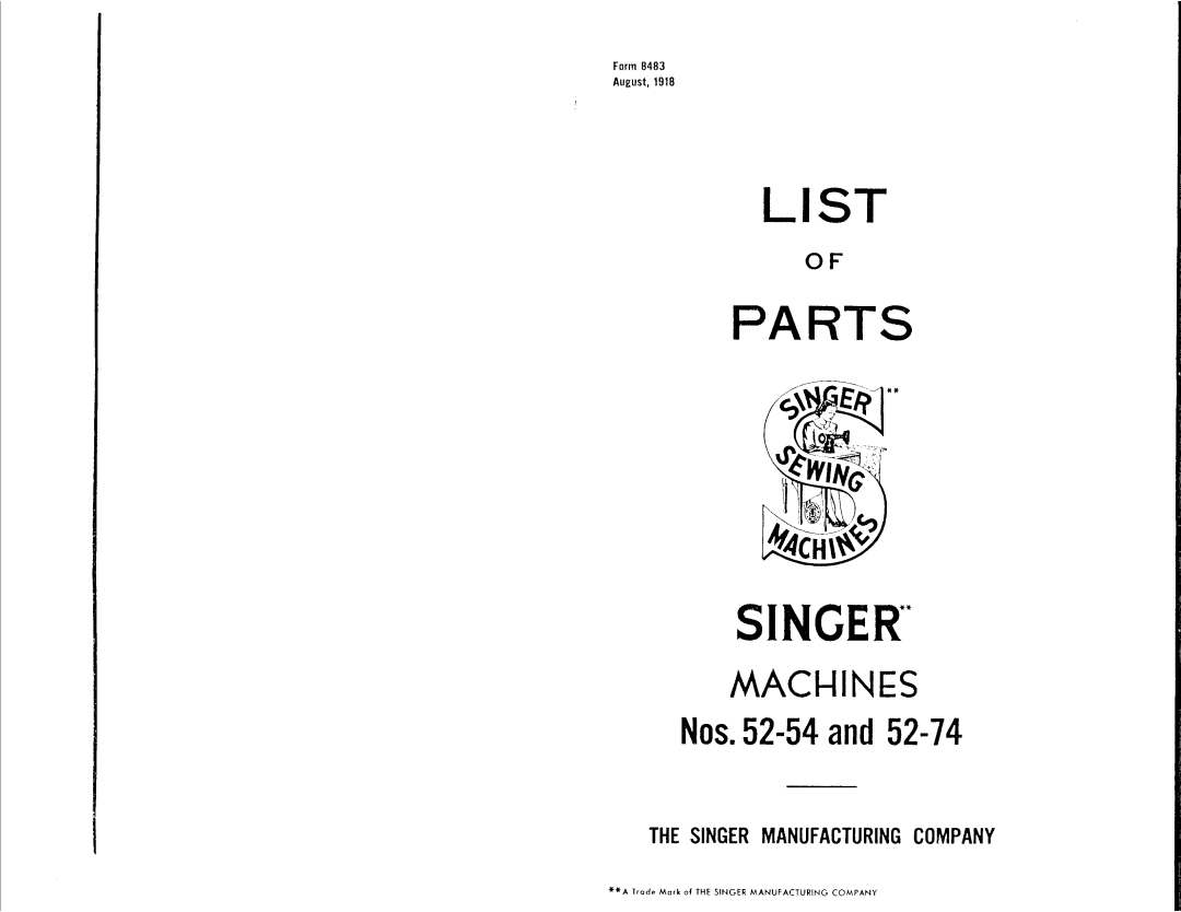 Singer 52-54, 52-74 manual 