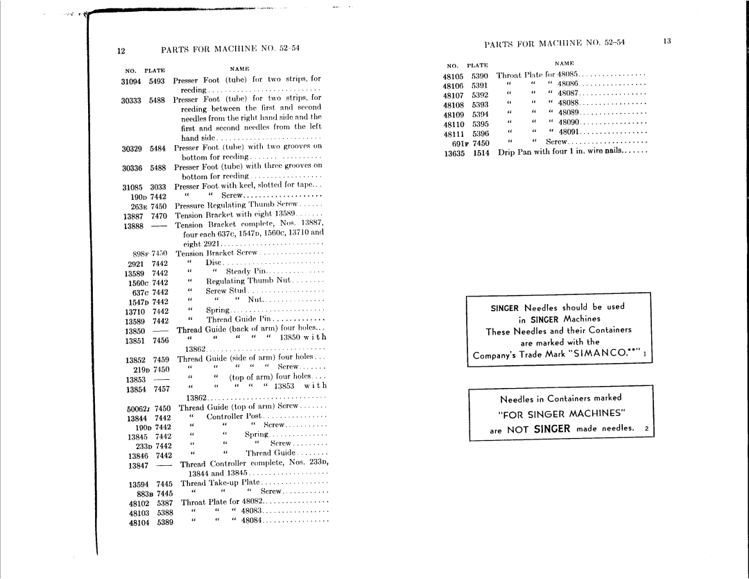 Singer 52-74, 52-54 manual 