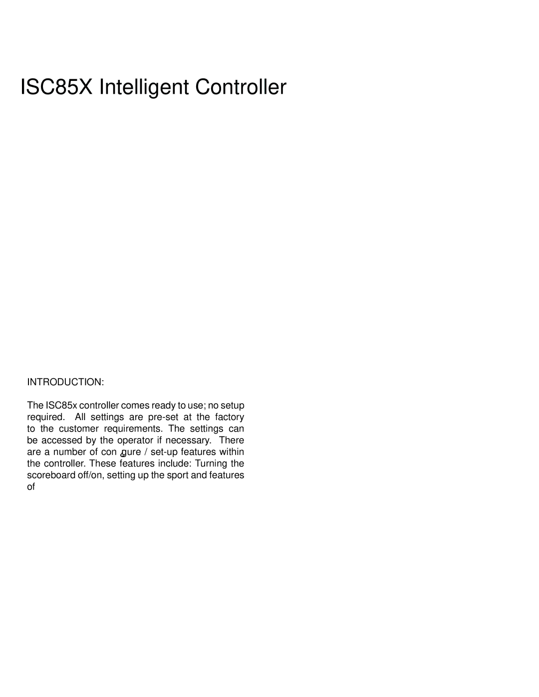 Singer 5240 manual ISC85X Intelligent Controller 