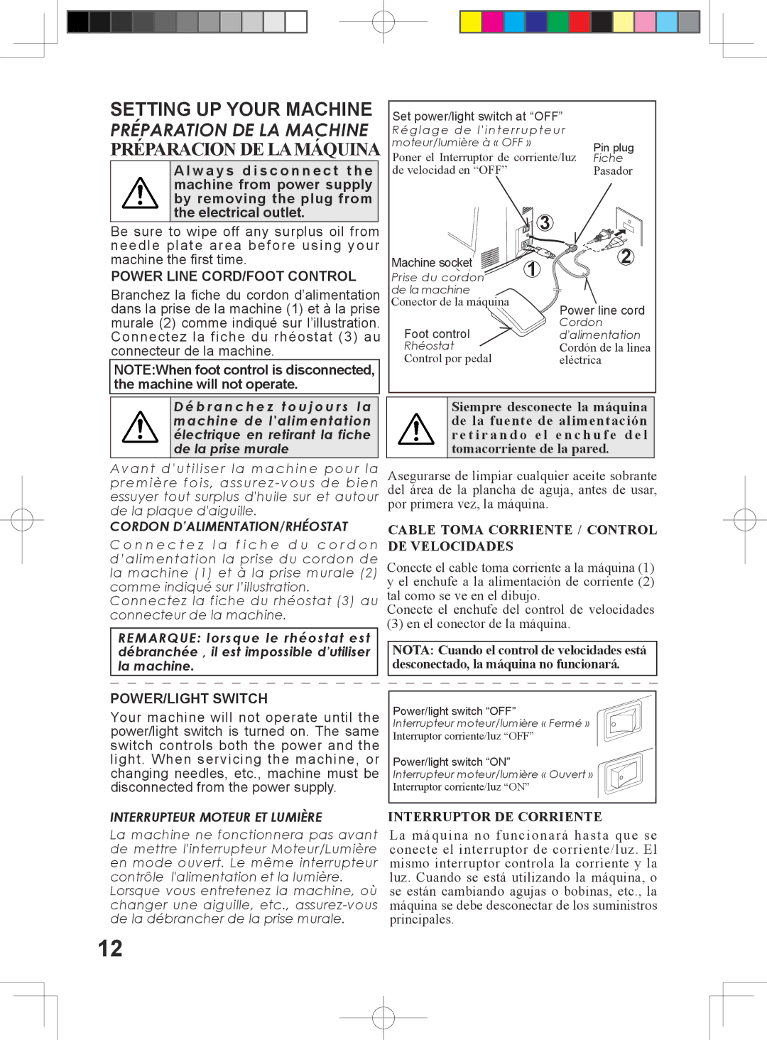 Singer 5400 instruction manual Setting UP Your Machine, Préparation DE LA Machine Préparacion DE Lamáquina 