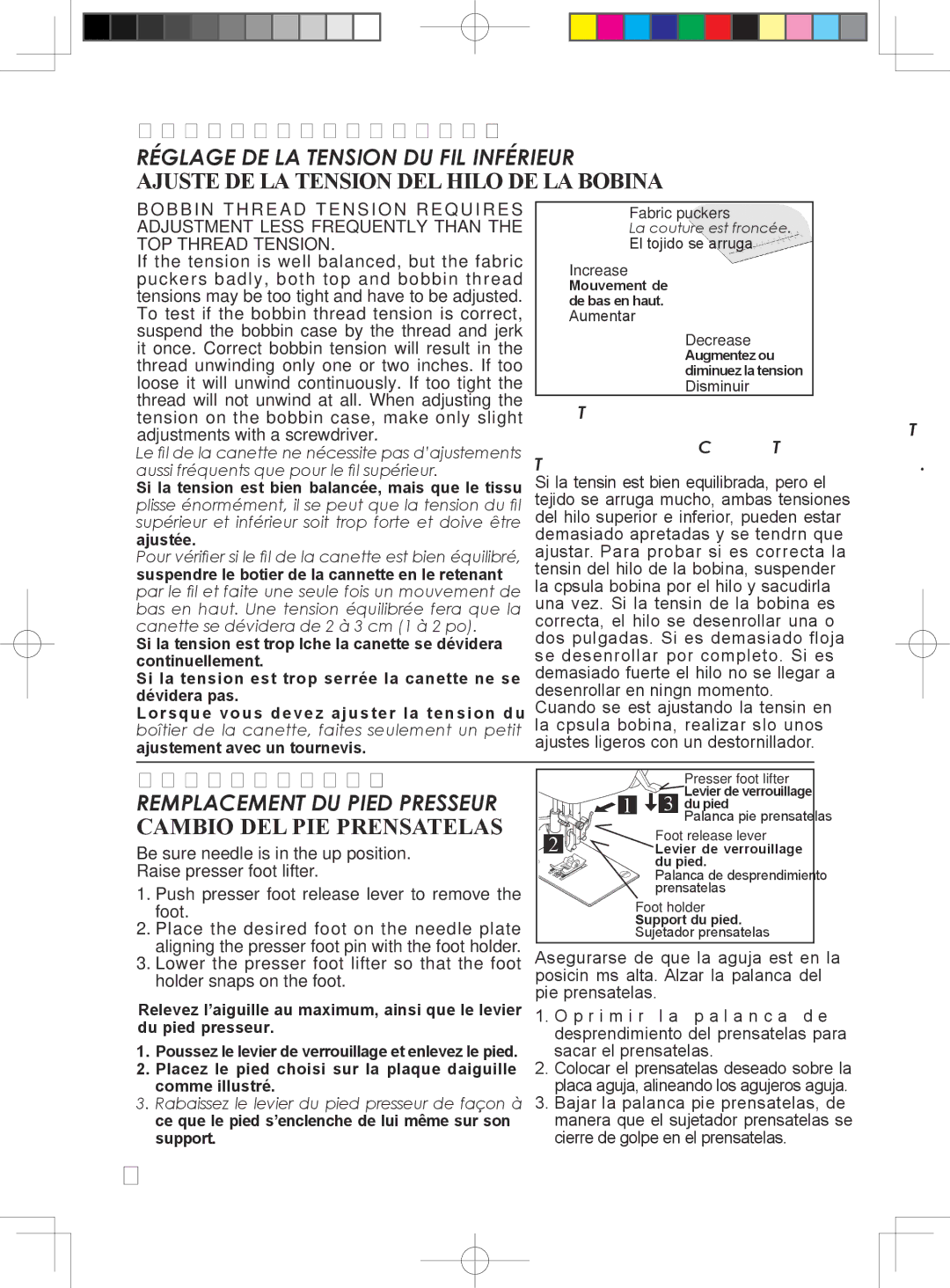 Singer 5400 instruction manual Changing Presser Foot, Cambio DEL PIE Prensatelas 