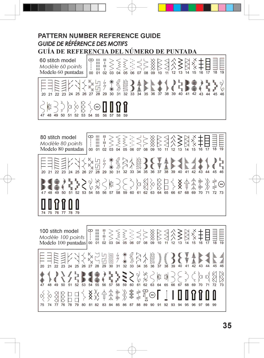 Singer 5400 instruction manual Pattern Number Reference Guide, Guía DE Referencia DEL Número DE Puntada 