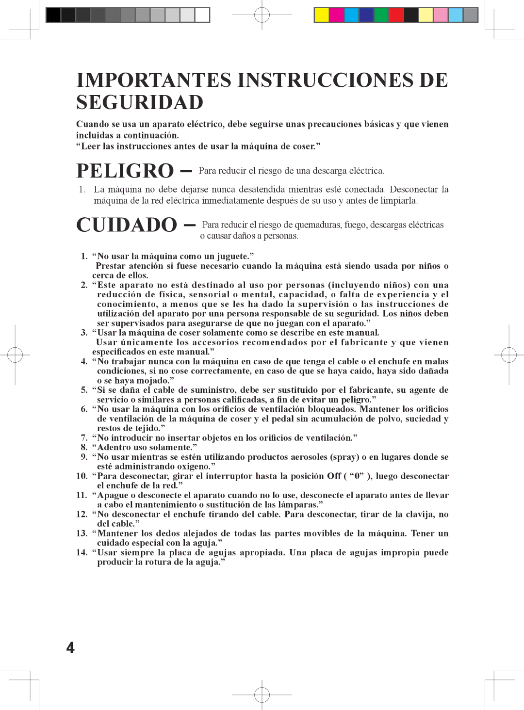 Singer 5400 instruction manual Importantes Instrucciones DE Seguridad 