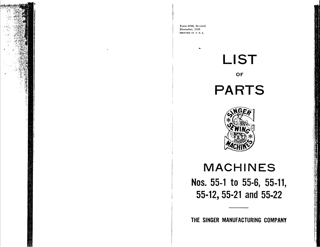 Singer 55-11, 55-12, 55-22, 55-21, 55-6 manual 