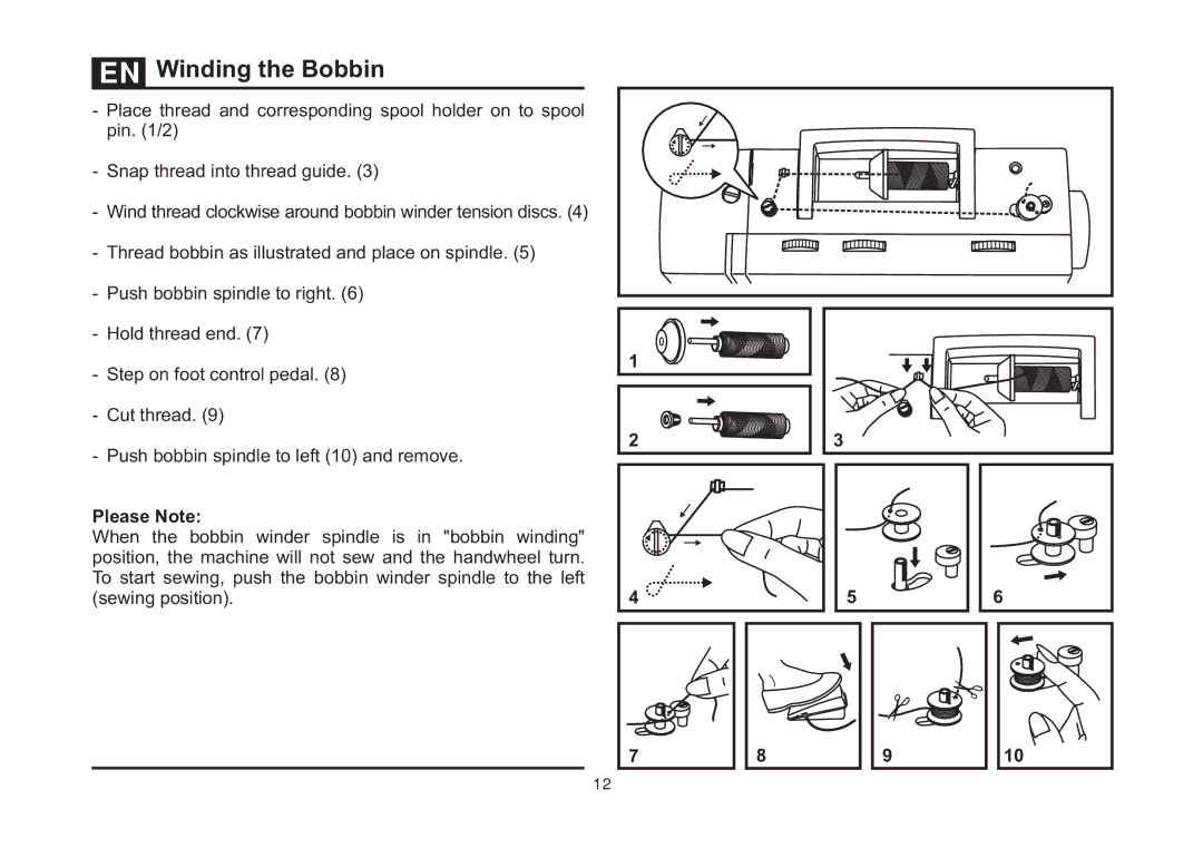 Singer 5523 instruction manual Winding the Bobbin, Please Note 