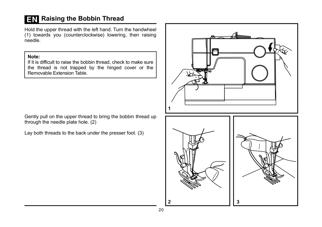 Singer 5523 instruction manual Raising the Bobbin Thread 