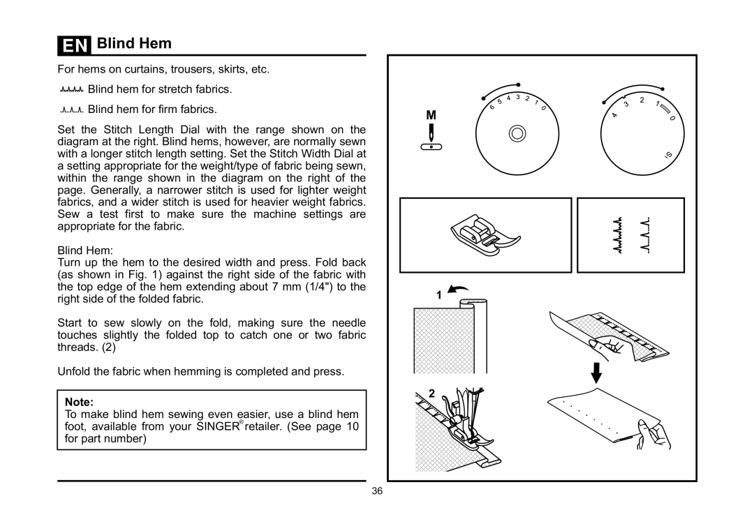 Singer 5523 instruction manual Blind Hem 