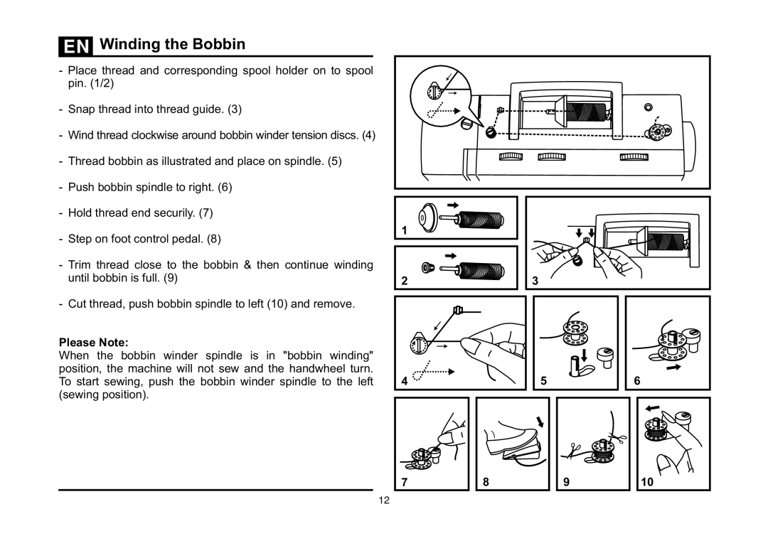 Singer 5532 instruction manual Winding the Bobbin, Please Note 