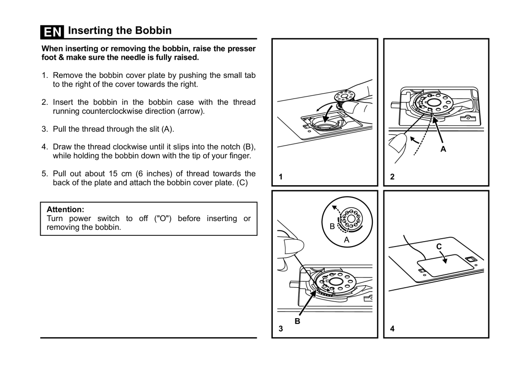 Singer 5532 instruction manual Inserting the Bobbin 