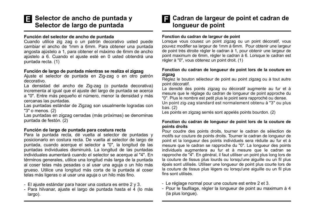 Singer 5532 instruction manual Selector de ancho de puntada y Selector de largo de puntada 