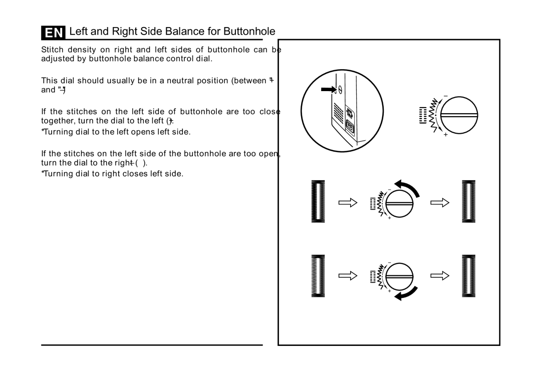 Singer 5532 instruction manual Left and Right Side Balance for Buttonhole 