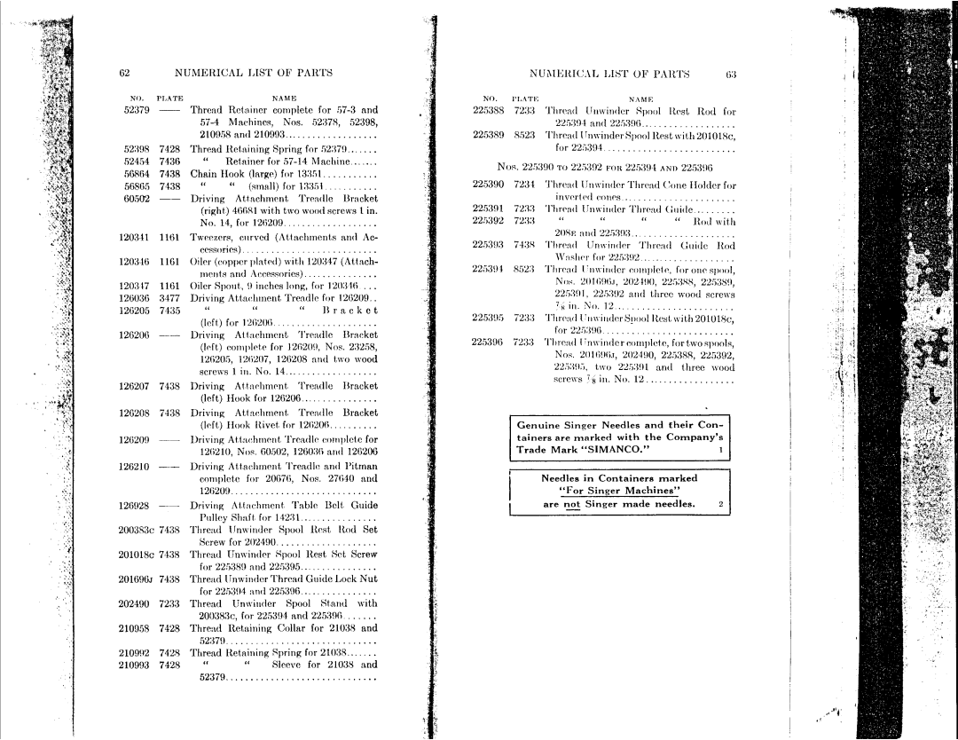 Singer 57-2, 57-4, 57-14 manual 