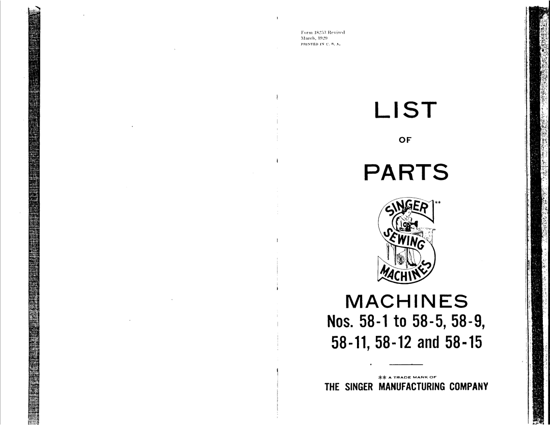 Singer 58-9, 58-1 to 58-5, 58-12, 58-11, 58-15 manual 