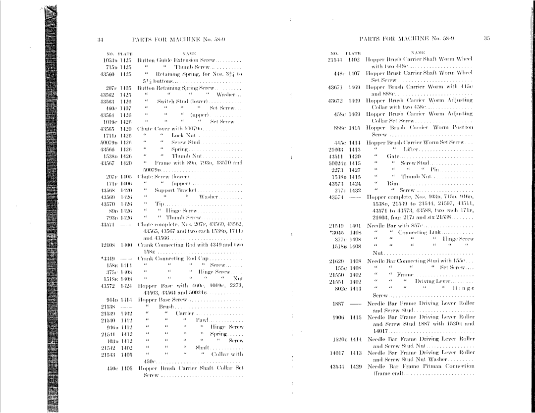 Singer 58-12, 58-1 to 58-5, 58-9, 58-11, 58-15 manual 