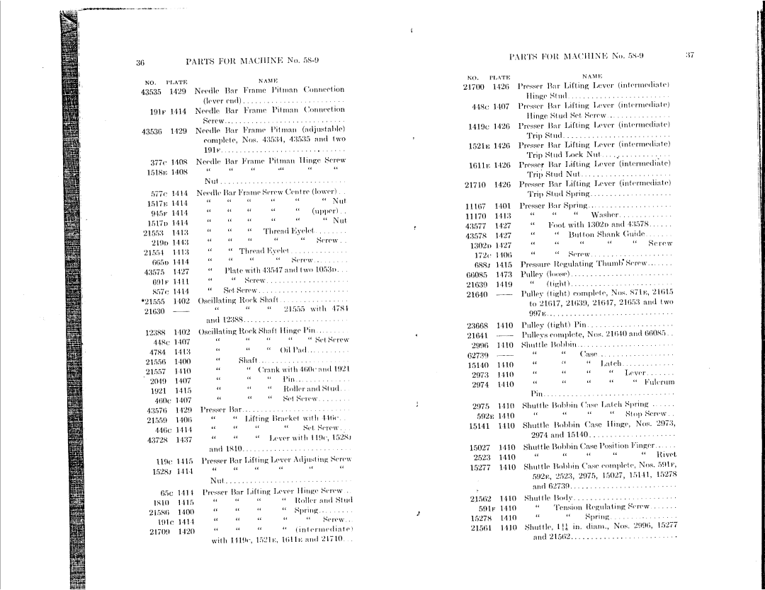 Singer 58-11, 58-1 to 58-5, 58-9, 58-12, 58-15 manual 