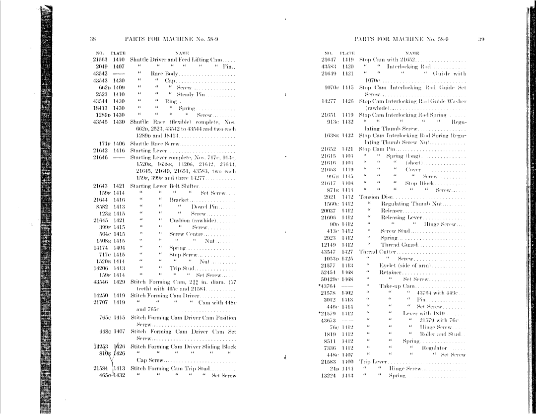 Singer 58-15, 58-1 to 58-5, 58-9, 58-12, 58-11 manual 