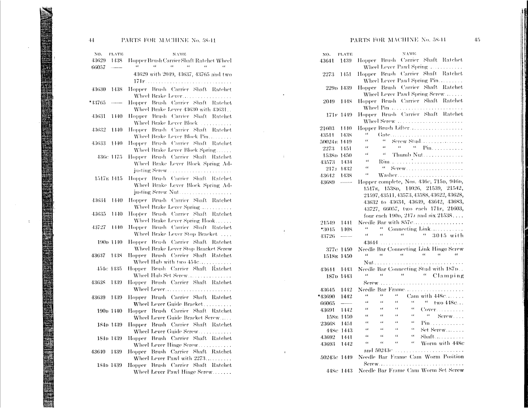 Singer 58-12, 58-1 to 58-5, 58-9, 58-11, 58-15 manual 