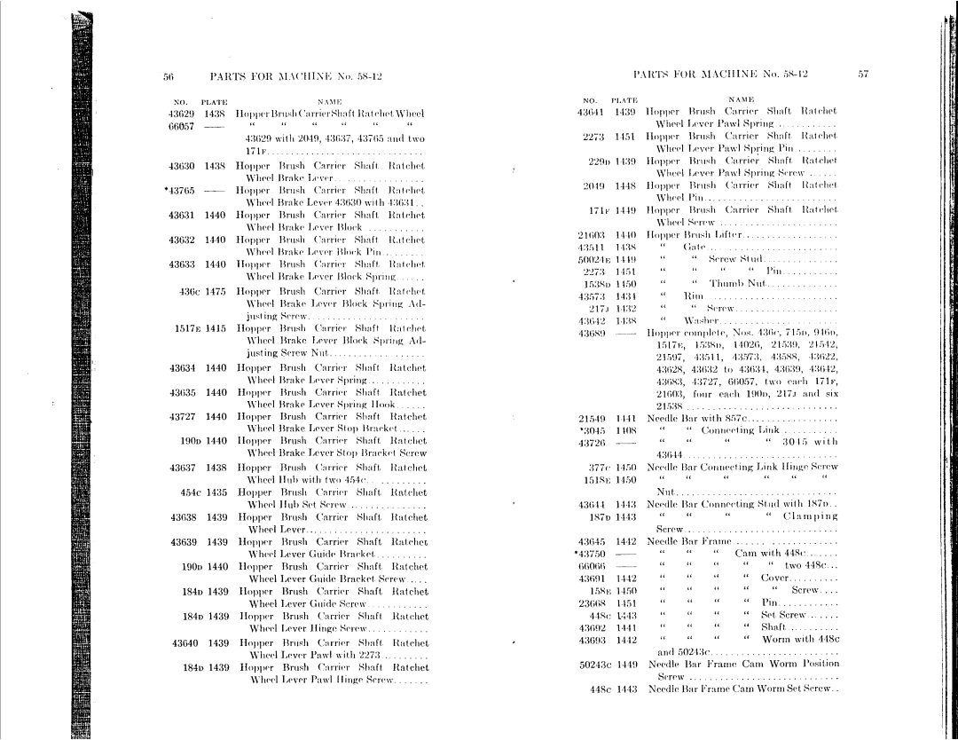 Singer 58-11, 58-1 to 58-5, 58-9, 58-12, 58-15 manual 