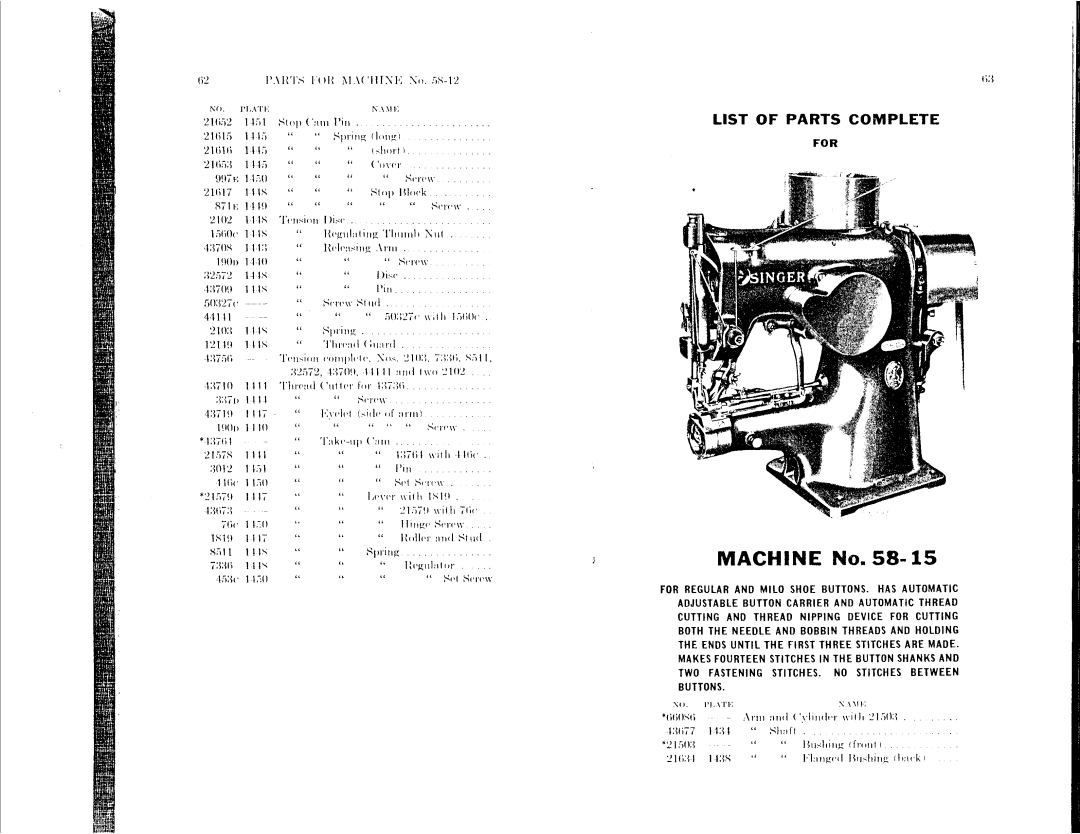 Singer 58-9, 58-1 to 58-5, 58-12, 58-11, 58-15 manual 