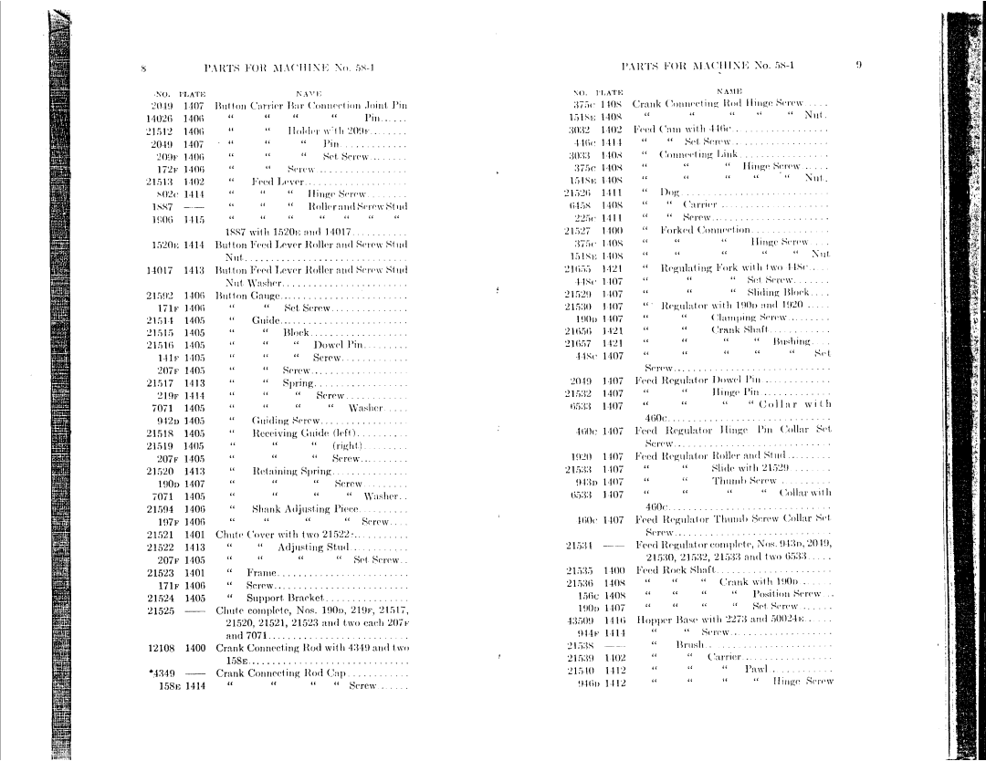 Singer 58-15, 58-1 to 58-5, 58-9, 58-12, 58-11 manual 