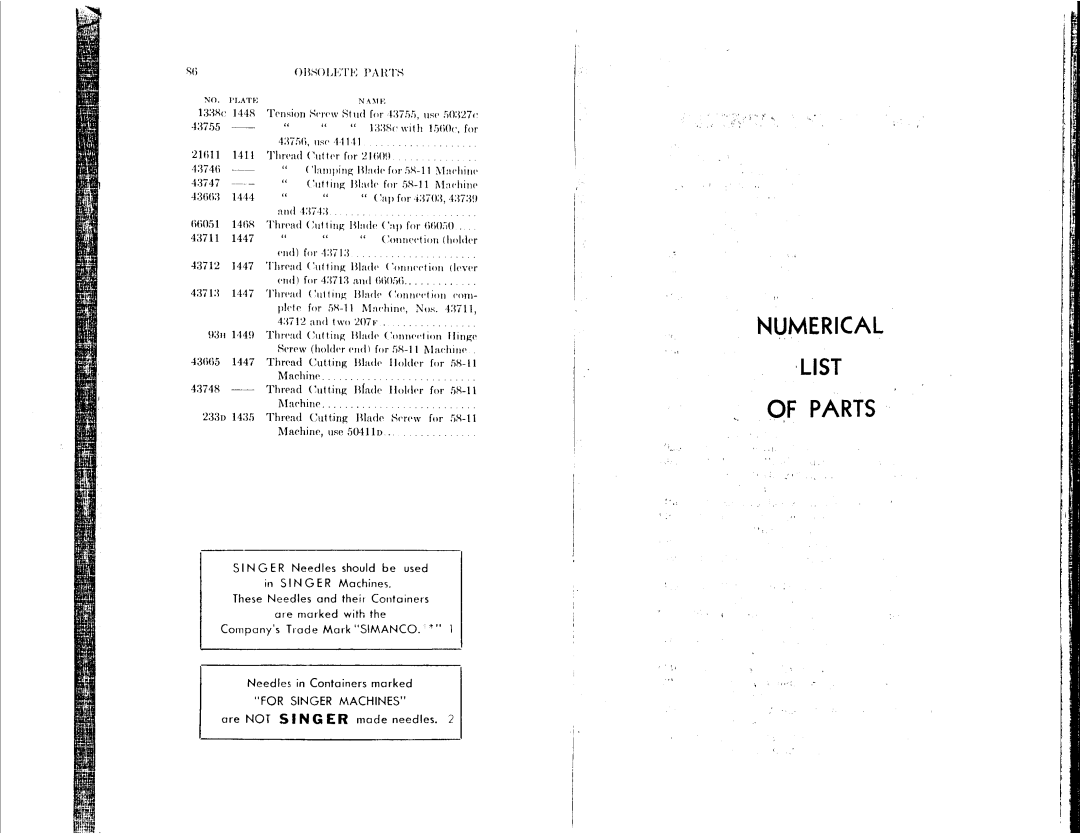 Singer 58-11, 58-1 to 58-5, 58-9, 58-12, 58-15 manual 