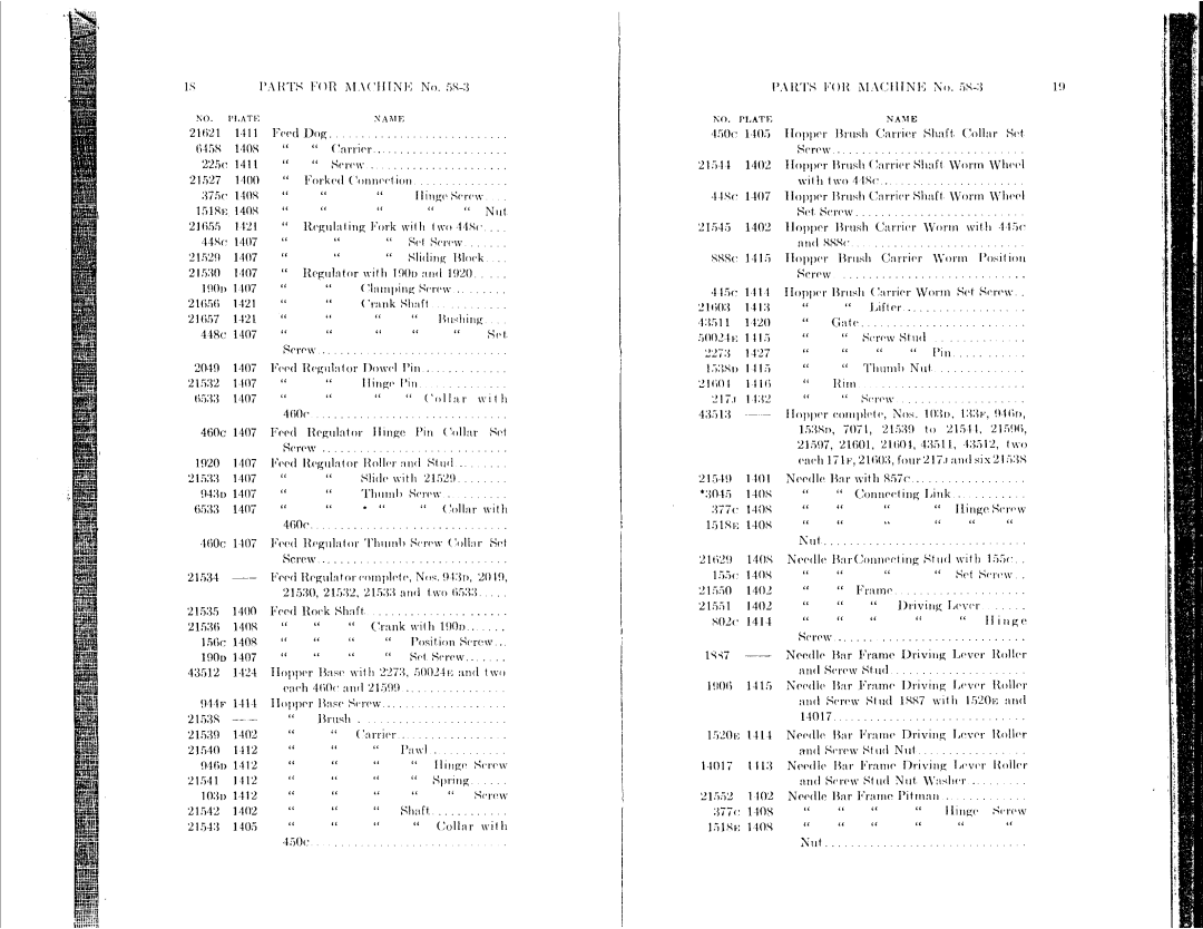 Singer 58-15, 58-1 to 58-5, 58-9, 58-12, 58-11 manual 