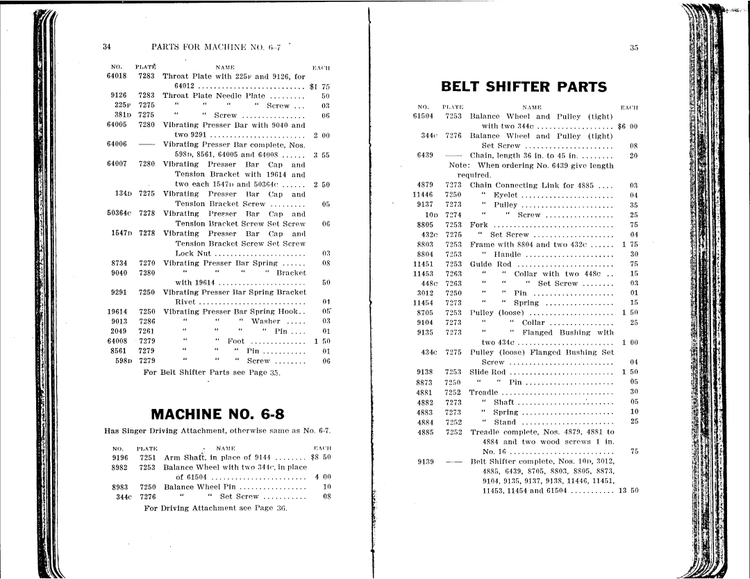 Singer 6-1 to 6-8 manual 