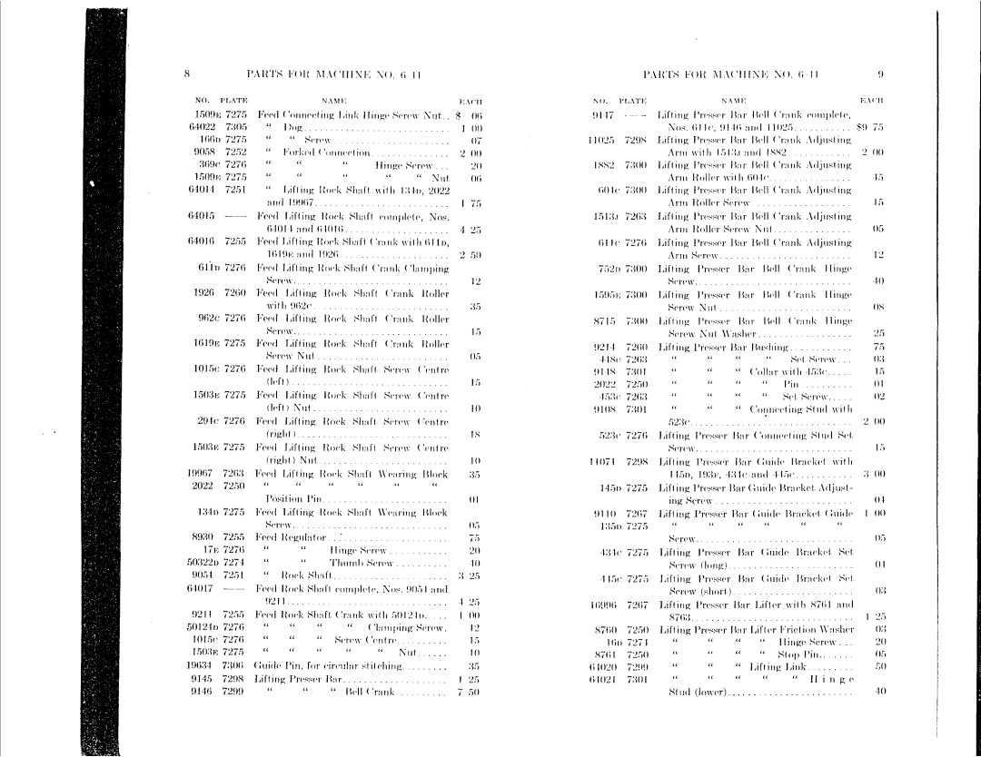 Singer 6-15, 6-12, 6-14, 6-11 manual 