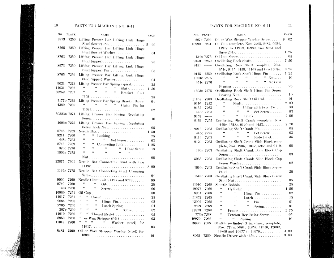 Singer 6-12, 6-15, 6-14, 6-11 manual 