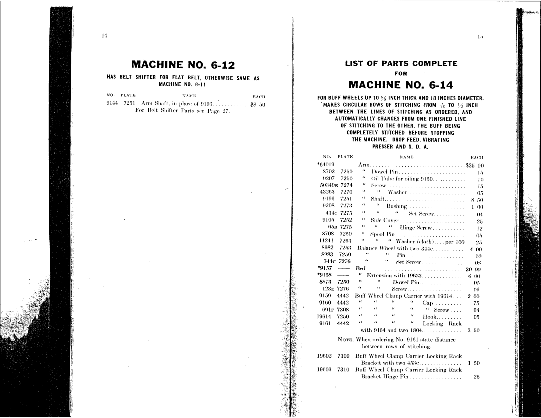 Singer 6-11, 6-15, 6-12, 6-14 manual 