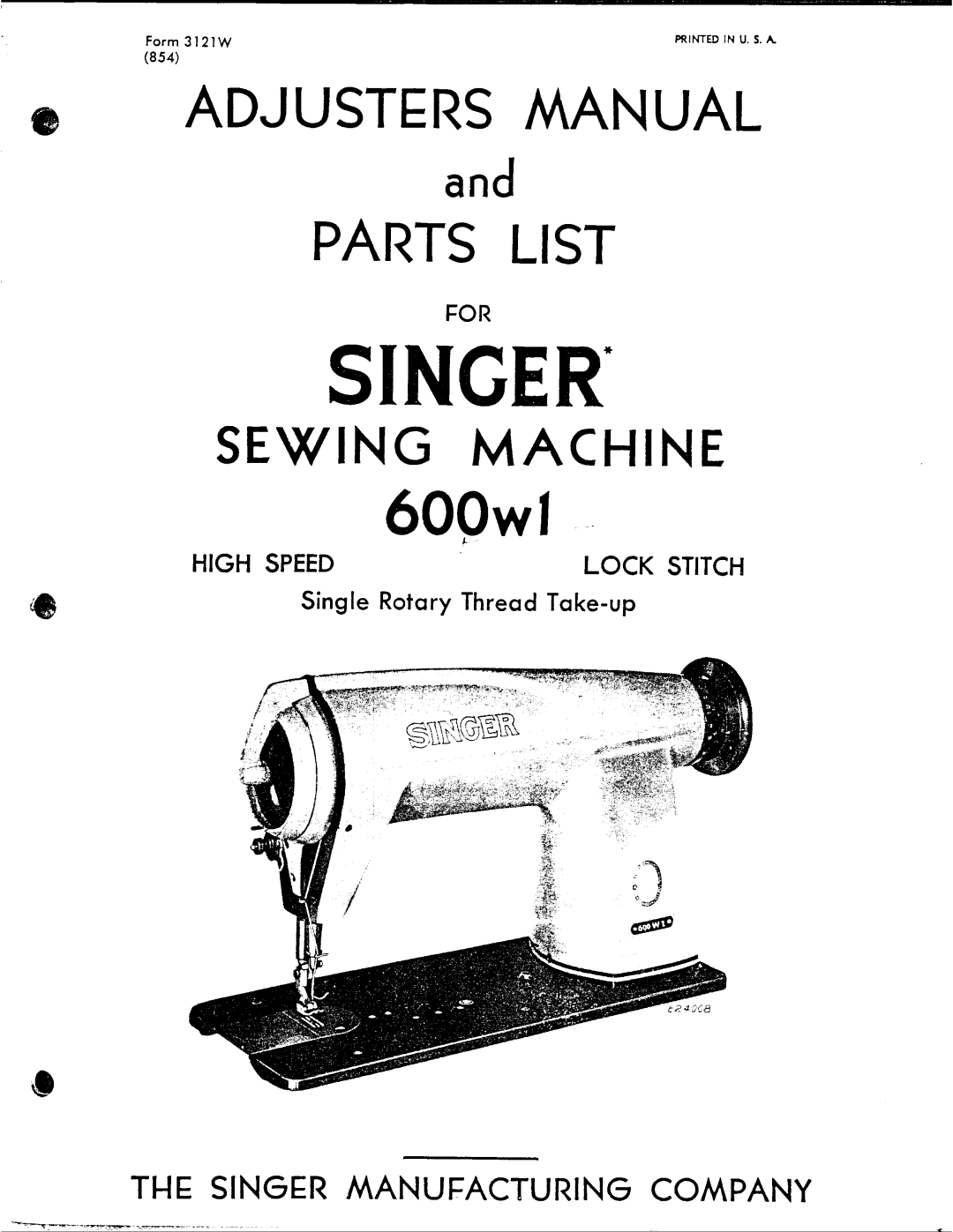 Singer 600W1 manual 