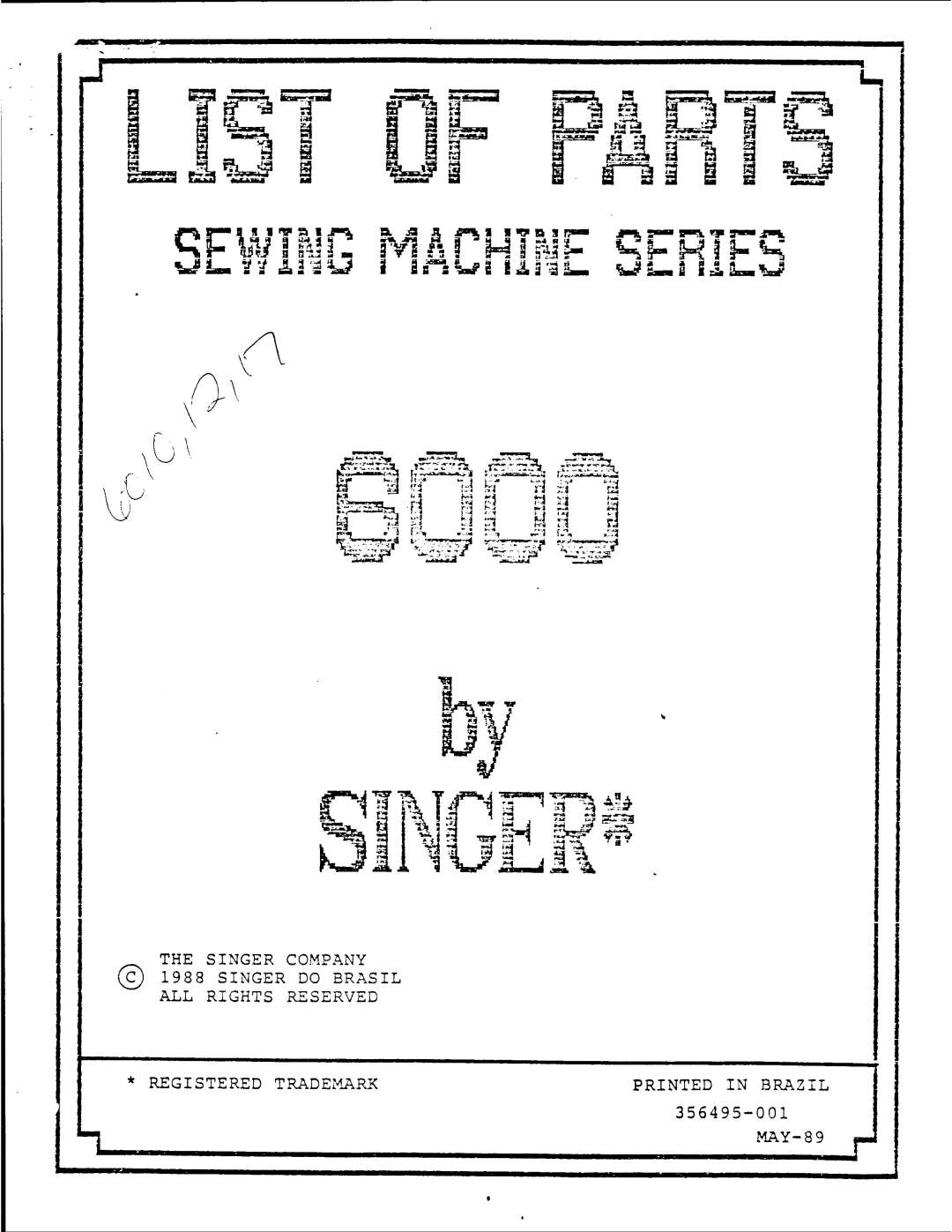 Singer 6012, 6017, 6011, 6010 manual 