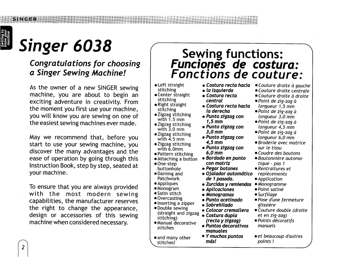 Singer 6038 manual 