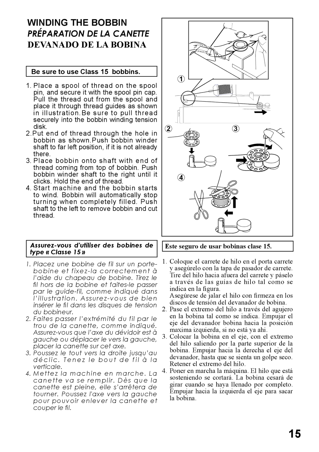 Singer 6199, 6180, 6160, 5500, 5400 instruction manual Winding the Bobbin, Devanado DE LA Bobina 