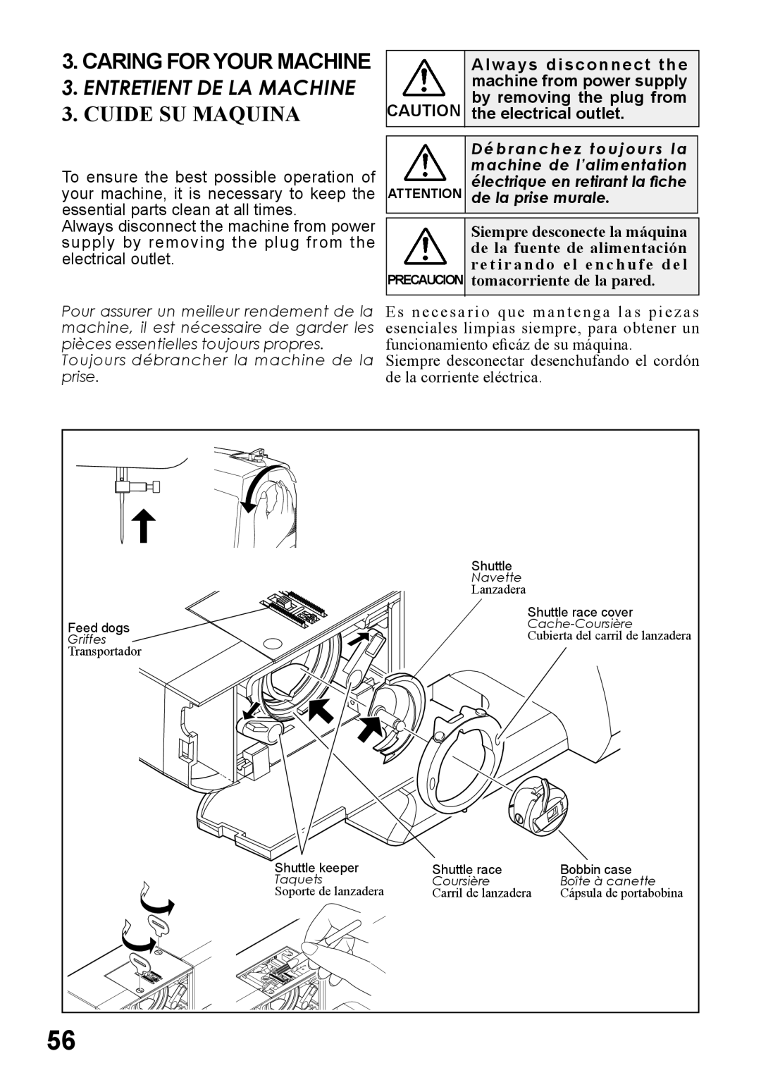 Singer 5500, 6180, 6160, 6199, 5400 instruction manual Cuide SU Maquina, Tomacorriente de la pared 