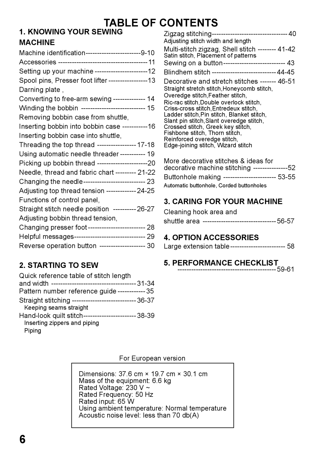 Singer 5500, 6180, 6160, 6199, 5400 instruction manual Table of Contents 