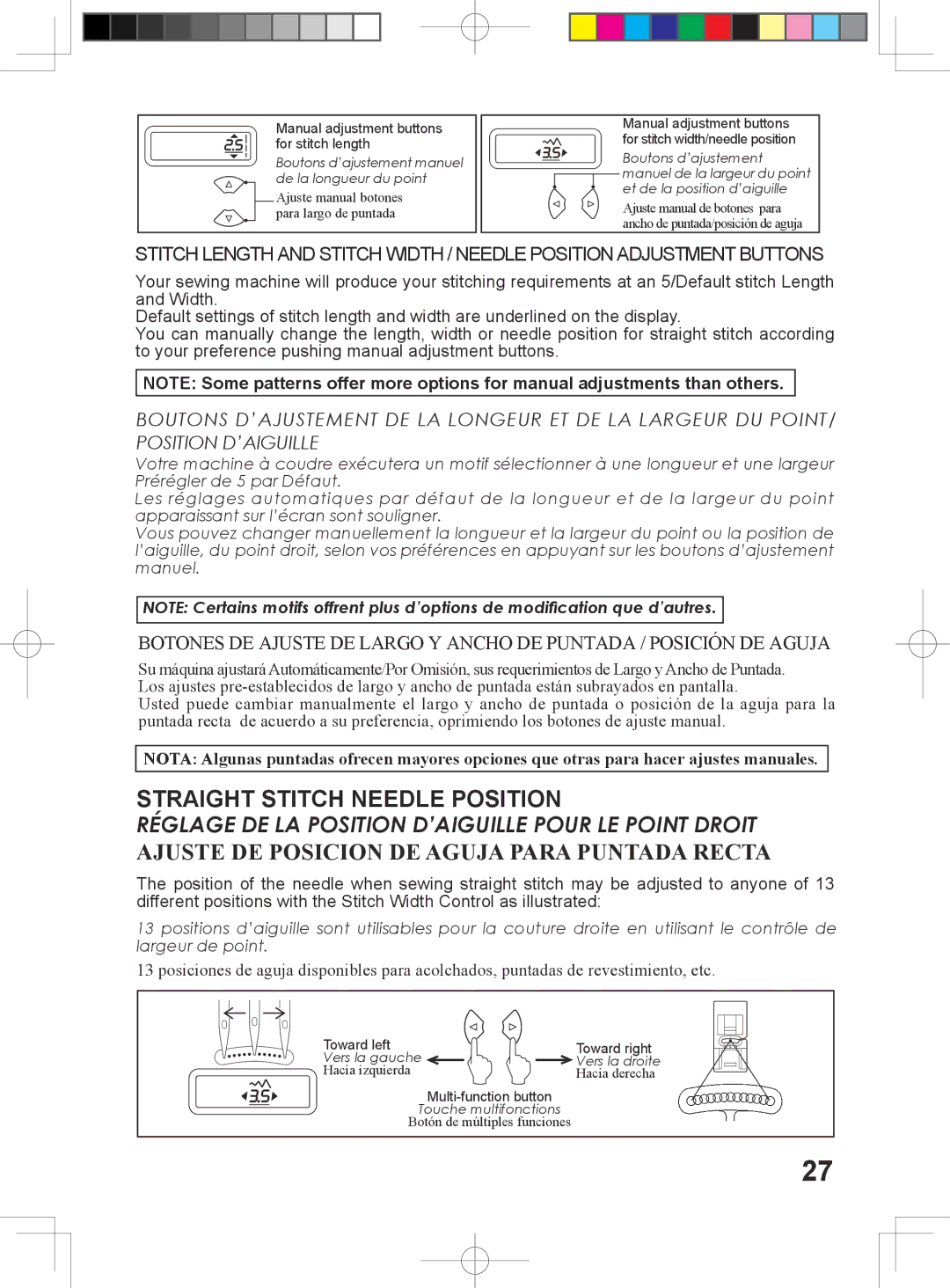 Singer 6160, 6180, 6199, 5500 Straight Stitch Needle Position, Ajuste DE Posicion DE Aguja Para Puntada Recta 