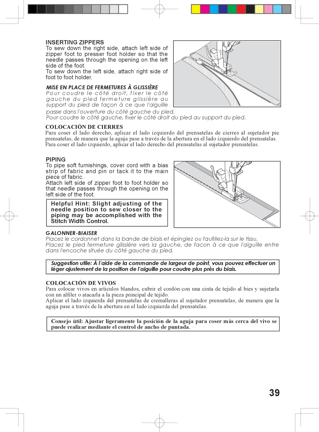 Singer 6160, 6180, 6199, 5500 instruction manual Inserting Zippers 