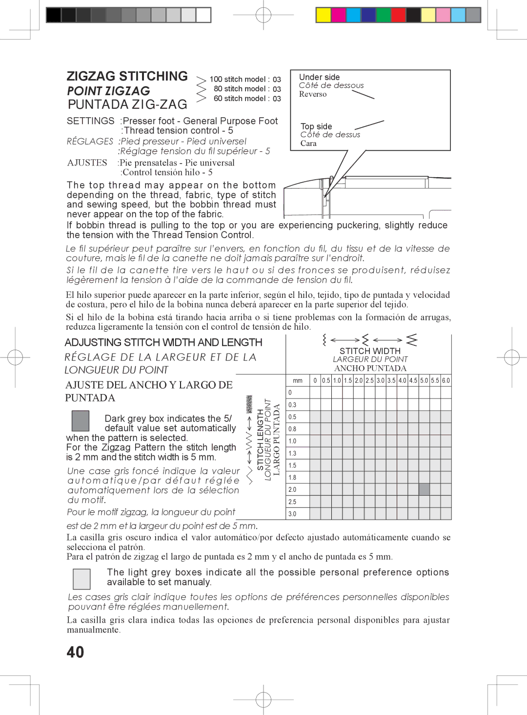 Singer 6199, 6180, 6160, 5500 instruction manual Zigzag Stitching, Puntada ZIG-ZAG 